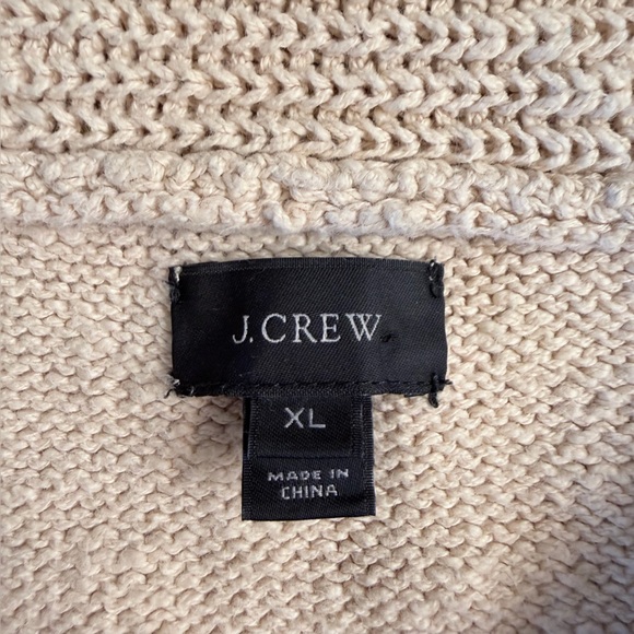 J Crew Cowl Neck Striped Button Down Tan Navy Preppy Cardigan Knit Sweater XL - Picture 6 of 10